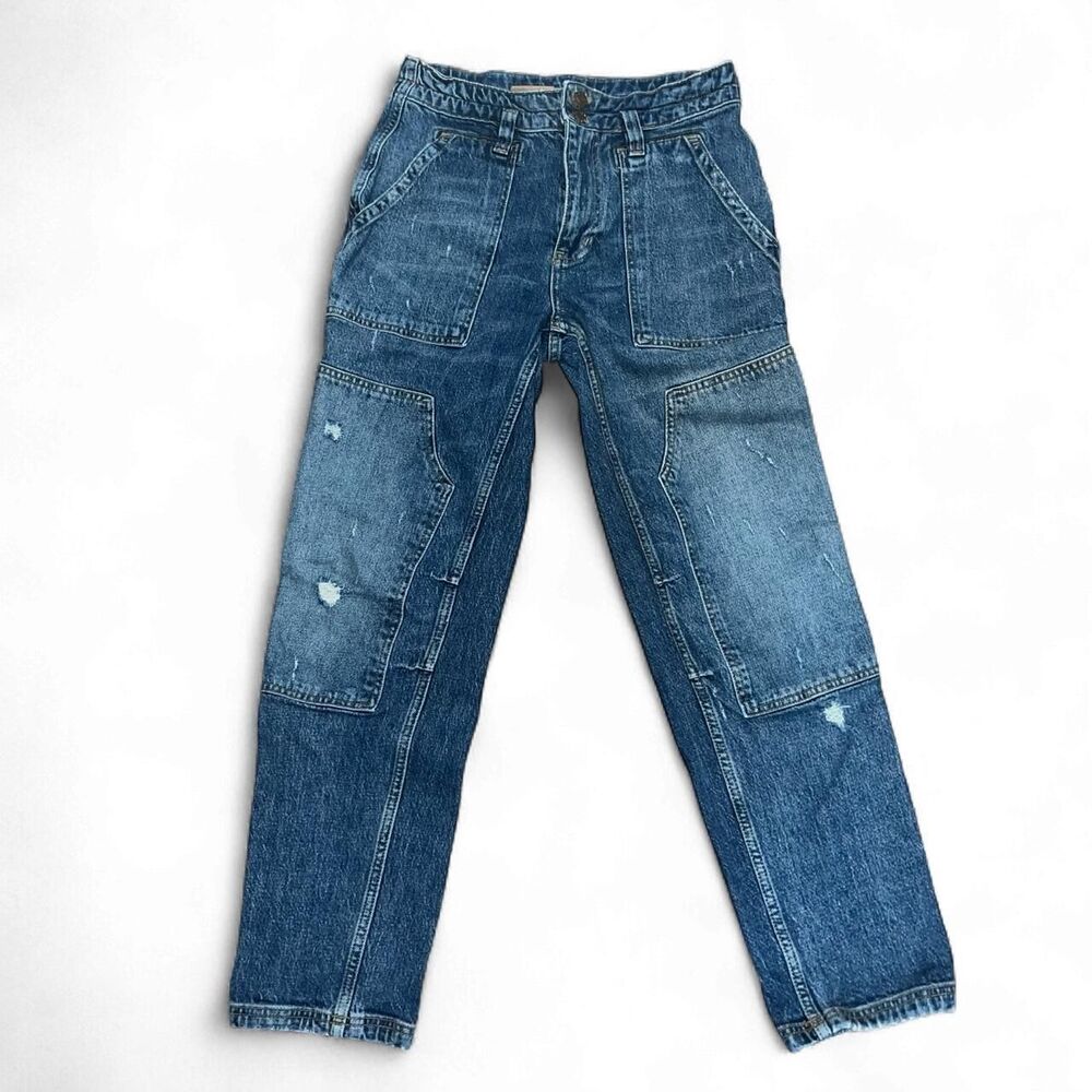 Pilcro Women's "The Wanderer" Blue Carpenter Style Double Knee Jeans SZ 27"